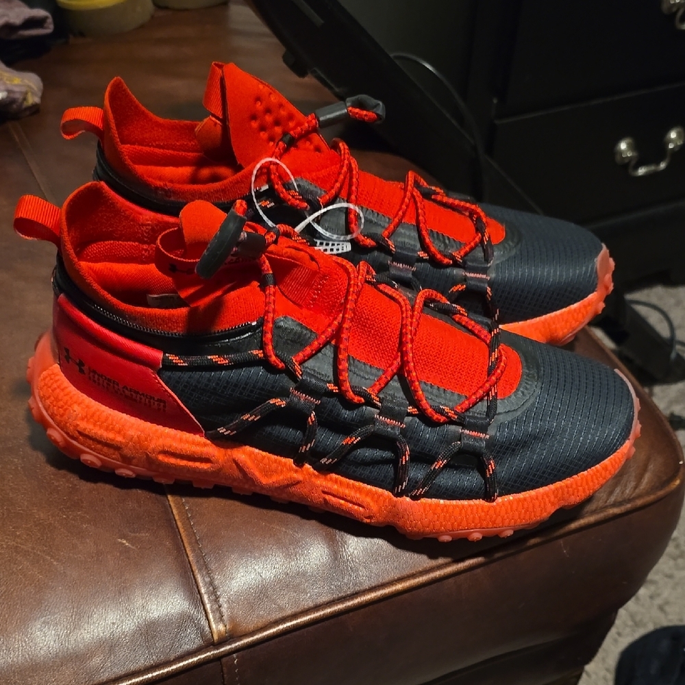 Under Armour Red and Black Athletic Shoes with Trail-Running Design